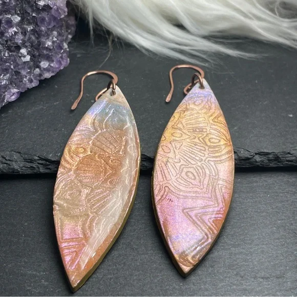Pink and Orange Sunset Tribal Painted
Surfboard Boho Earrings - Picture 4 of 14